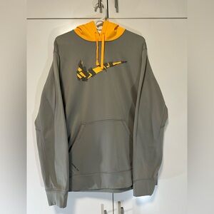 Nike Therma-Fit Training Yellow Black Swoosh Grey Hoodie Men's L 605507-069